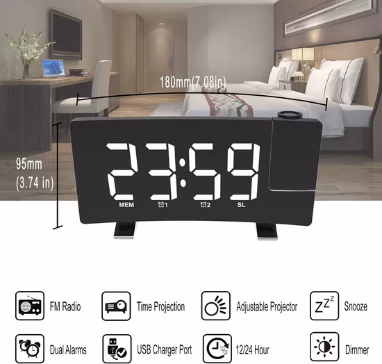 最新の電子大型デジタルカラーディスプレイ屋内屋外気象観測所無線制御目覚まし時計センサー付き